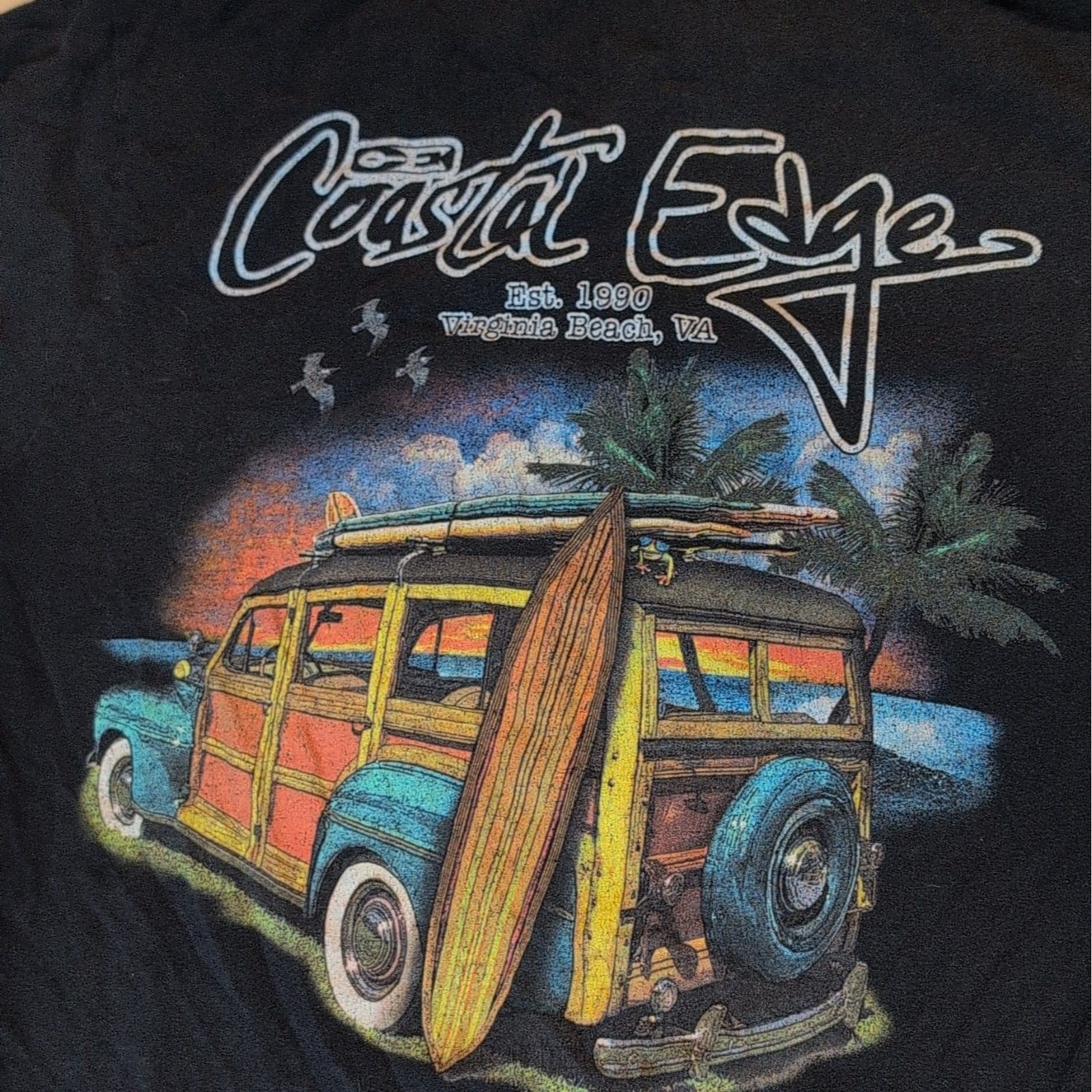Coastal Edge Mens S Black Cotton Knit Crew Neck Short Sleeve Surf Beach Tee — image 2 of 6